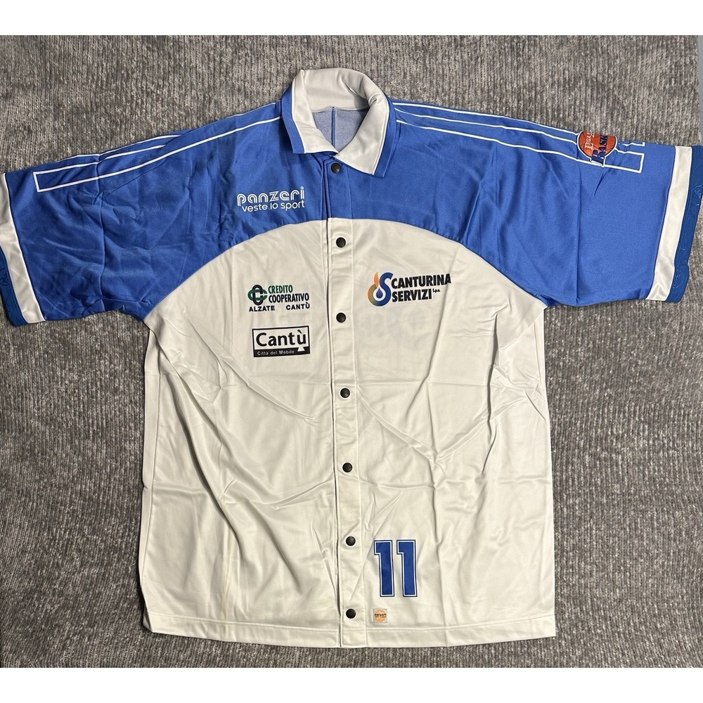 Vintage Panzeri Cantù Italy Basketball Warm-Up Jacket Button Up XXL Euro Team